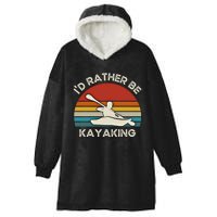 ID Rather Be Kayaking Vintage Retro Sunset Kayak Gift Hooded Wearable Blanket