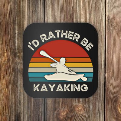 ID Rather Be Kayaking Vintage Retro Sunset Kayak Gift Coaster