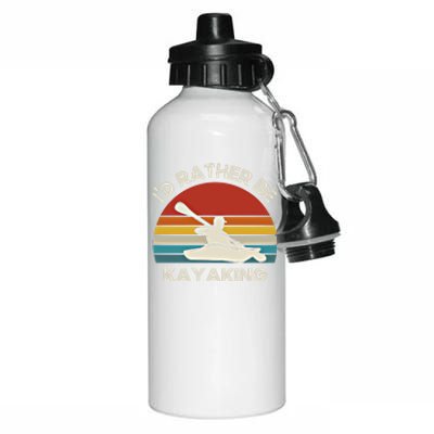 ID Rather Be Kayaking Vintage Retro Sunset Kayak Gift Aluminum Water Bottle