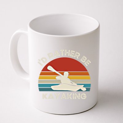 ID Rather Be Kayaking Vintage Retro Sunset Kayak Gift Coffee Mug