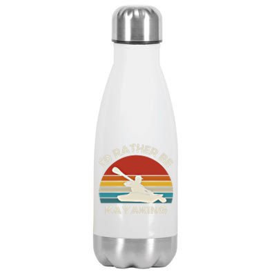 ID Rather Be Kayaking Vintage Retro Sunset Kayak Gift Stainless Steel Insulated Water Bottle