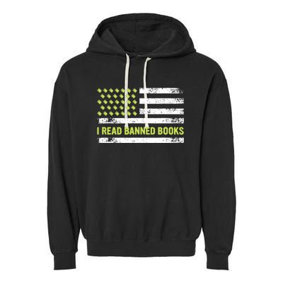 I Read Banned Books Retro Usa Flag Reading Librarian Reader Garment-Dyed Fleece Hoodie