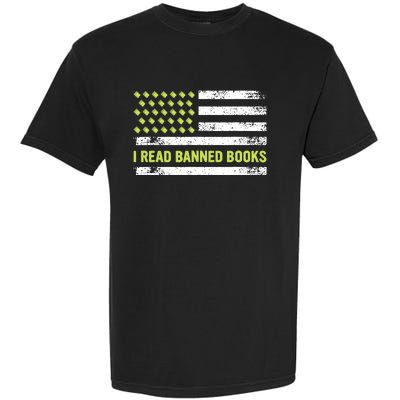 I Read Banned Books Retro Usa Flag Reading Librarian Reader Garment-Dyed Heavyweight T-Shirt