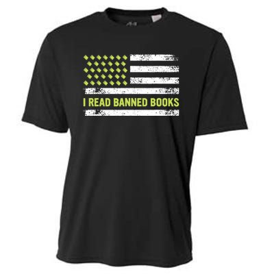 I Read Banned Books Retro Usa Flag Reading Librarian Reader Cooling Performance Crew T-Shirt