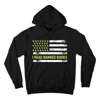 I Read Banned Books Retro Usa Flag Reading Librarian Reader Hoodie