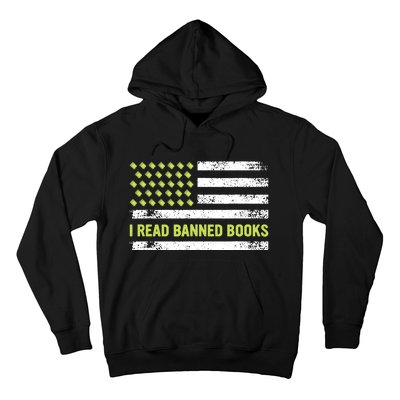 I Read Banned Books Retro Usa Flag Reading Librarian Reader Hoodie