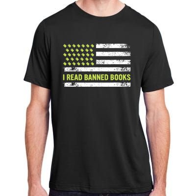 I Read Banned Books Retro Usa Flag Reading Librarian Reader Adult ChromaSoft Performance T-Shirt