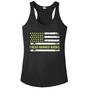 I Read Banned Books Retro Usa Flag Reading Librarian Reader Ladies PosiCharge Competitor Racerback Tank