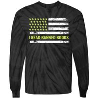 I Read Banned Books Retro Usa Flag Reading Librarian Reader Tie-Dye Long Sleeve Shirt