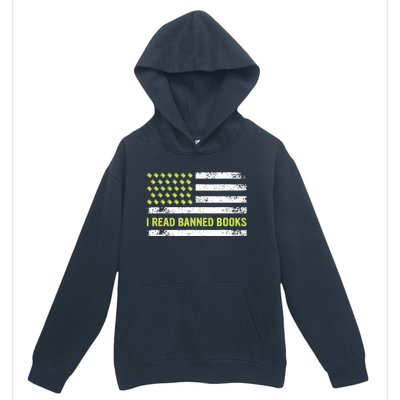 I Read Banned Books Retro Usa Flag Reading Librarian Reader Urban Pullover Hoodie