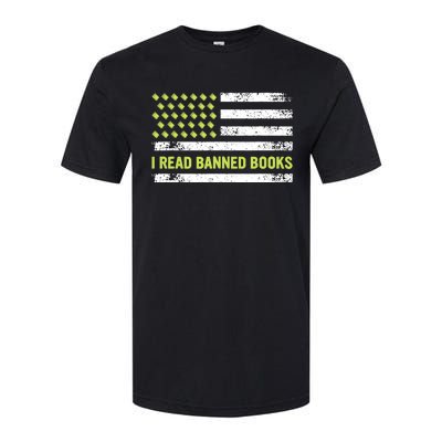 I Read Banned Books Retro Usa Flag Reading Librarian Reader Softstyle CVC T-Shirt