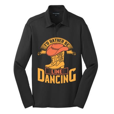 I'd Rather Be Line Dancing Western Silk Touch Performance Long Sleeve Polo