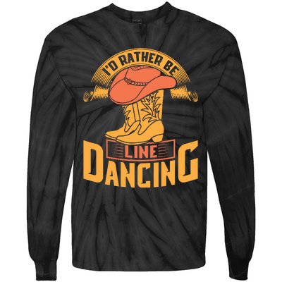 I'd Rather Be Line Dancing Western Tie-Dye Long Sleeve Shirt