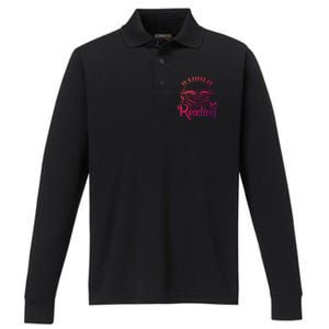 Id Rather Be Reading Book Lover Pile Of Books Gift Performance Long Sleeve Polo