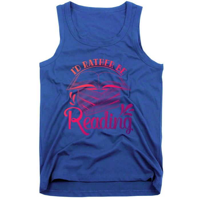 Id Rather Be Reading Book Lover Pile Of Books Gift Tank Top