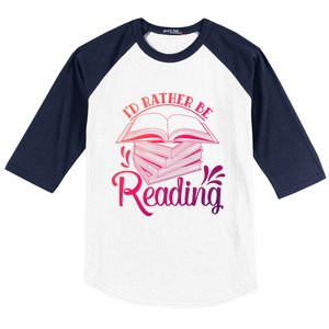 Id Rather Be Reading Book Lover Pile Of Books Gift Baseball Sleeve Shirt