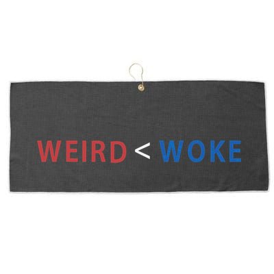 ID Rather Be Woke Than Weird Funny Political Large Microfiber Waffle Golf Towel