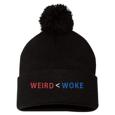 ID Rather Be Woke Than Weird Funny Political Pom Pom 12in Knit Beanie