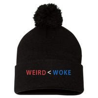 ID Rather Be Woke Than Weird Funny Political Pom Pom 12in Knit Beanie