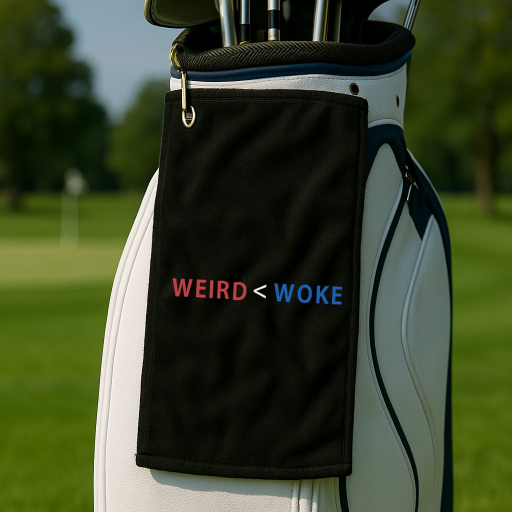 ID Rather Be Woke Than Weird Funny Political Golf Towel