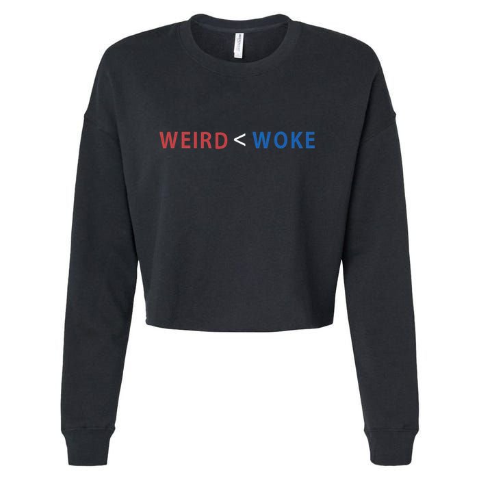 ID Rather Be Woke Than Weird Funny Political Cropped Pullover Crew