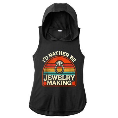 Id Rather Be Jewelry Making Ladies PosiCharge Tri-Blend Wicking Draft Hoodie Tank