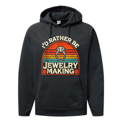 Id Rather Be Jewelry Making Performance Fleece Hoodie