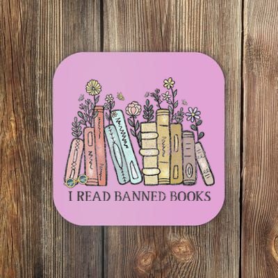 I Read Banned Books Lovers Vintage Funny Book Readers Coaster