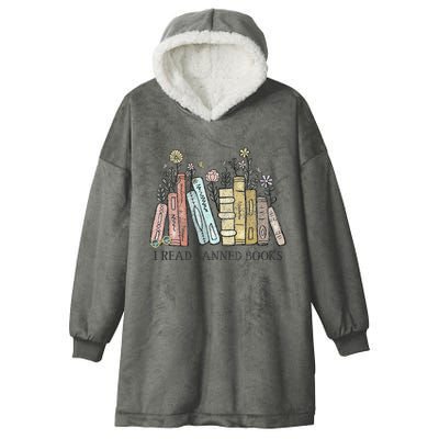 I Read Banned Books Lovers Vintage Funny Book Readers Hooded Wearable Blanket