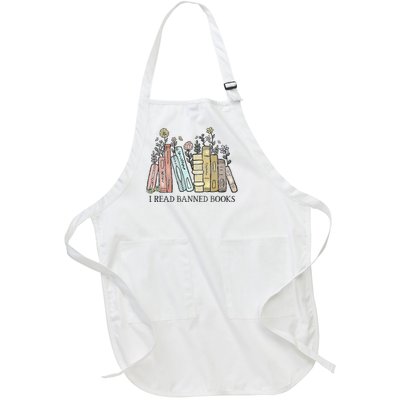 I Read Banned Books Lovers Vintage Funny Book Readers Full-Length Apron With Pockets