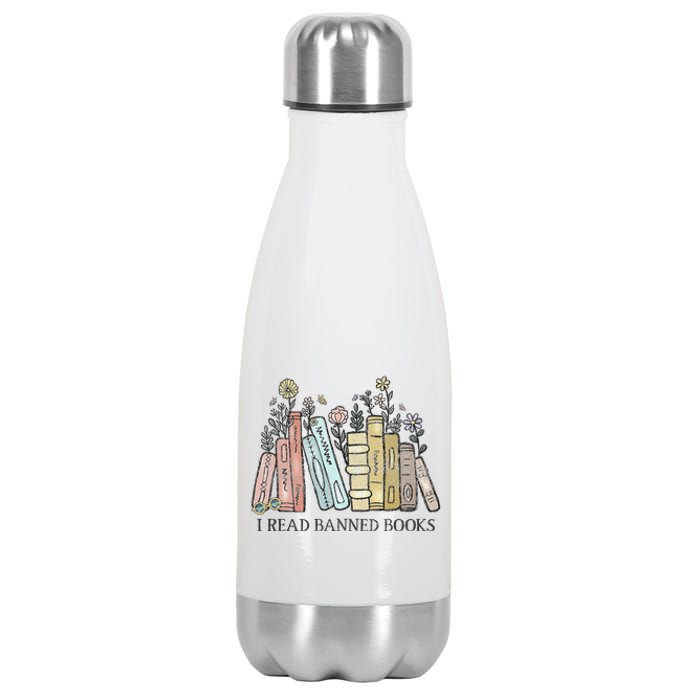 I Read Banned Books Lovers Vintage Funny Book Readers Stainless Steel Insulated Water Bottle