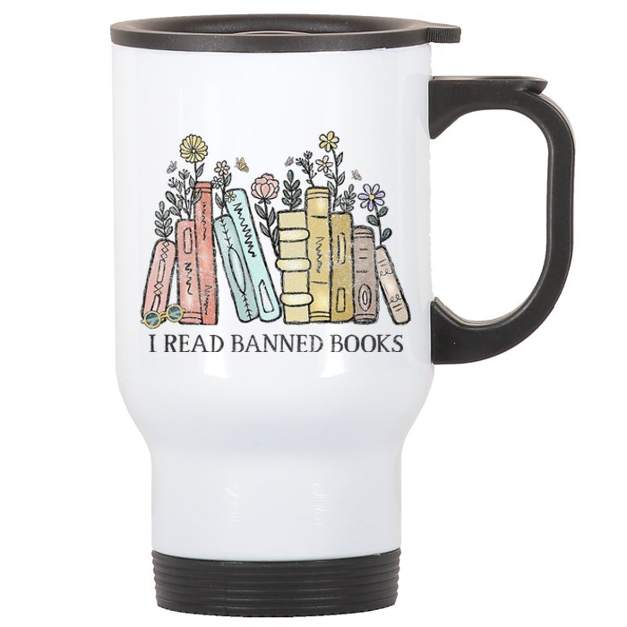 I Read Banned Books Lovers Vintage Funny Book Readers Stainless Steel Travel Mug