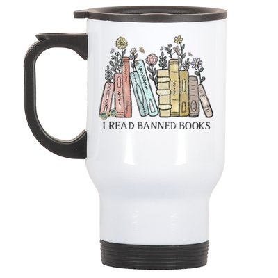 I Read Banned Books Lovers Vintage Funny Book Readers Stainless Steel Travel Mug