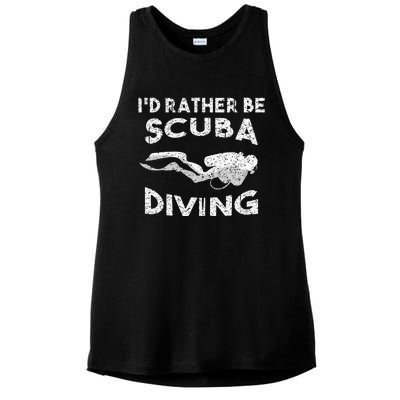 ID Rather Be Scuba Diving Design For Women Scuba Diver Ladies PosiCharge Tri-Blend Wicking Tank