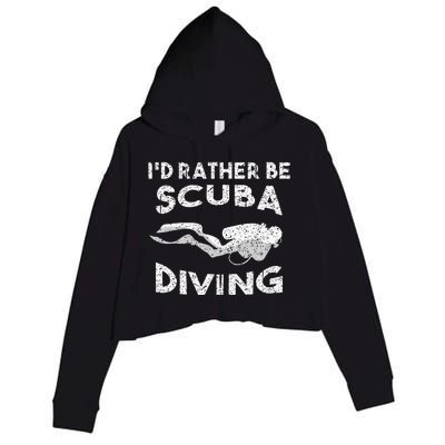 ID Rather Be Scuba Diving Design For Women Scuba Diver Crop Fleece Hoodie