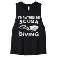 ID Rather Be Scuba Diving Design For Women Scuba Diver Women's Racerback Cropped Tank