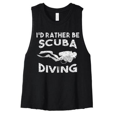 ID Rather Be Scuba Diving Design For Women Scuba Diver Women's Racerback Cropped Tank