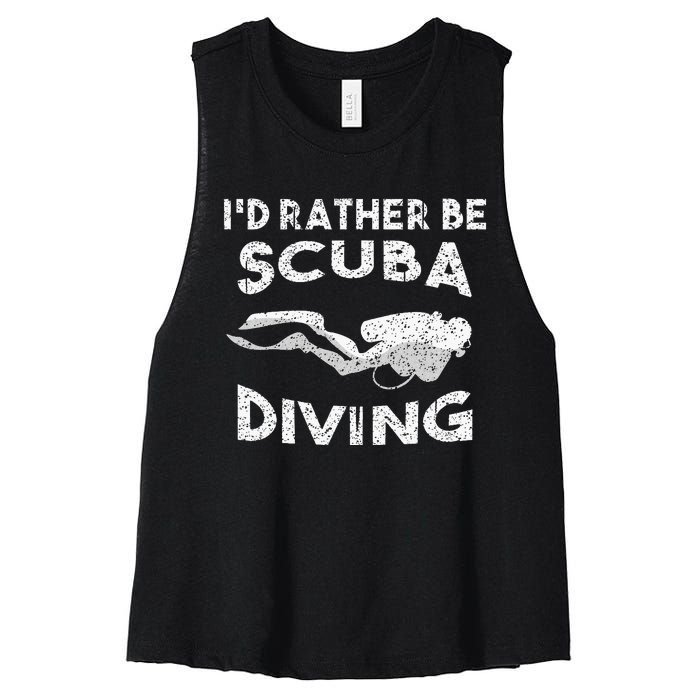 ID Rather Be Scuba Diving Design For Women Scuba Diver Women's Racerback Cropped Tank