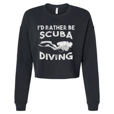 ID Rather Be Scuba Diving Design For Women Scuba Diver Cropped Pullover Crew