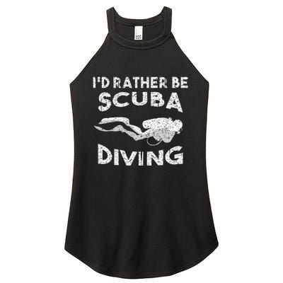 ID Rather Be Scuba Diving Design For Women Scuba Diver Women’s Perfect Tri Rocker Tank