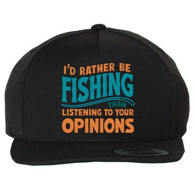 ID Rather Be Fishing Funny Fishing Quote Gift Wool Snapback Cap