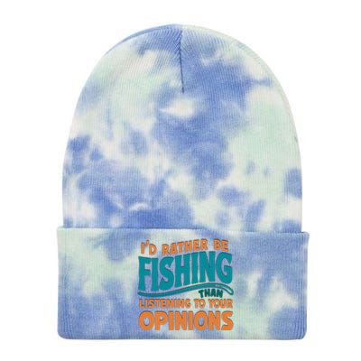 ID Rather Be Fishing Funny Fishing Quote Gift Tie Dye 12in Knit Beanie