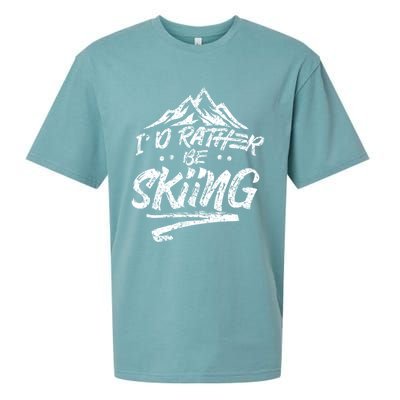 Id Rather Be Skiing Ski Skier Winter Sports Sayings Gift Sueded Cloud Jersey T-Shirt