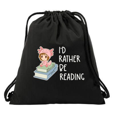 Id Rather Be Reading Bookaholic Book Nerd Booktrovert Book Gift Drawstring Bag