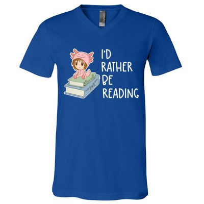 Id Rather Be Reading Bookaholic Book Nerd Booktrovert Book Gift V-Neck T-Shirt