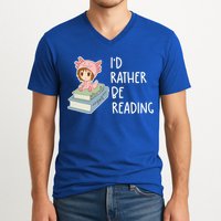 Id Rather Be Reading Bookaholic Book Nerd Booktrovert Book Gift V-Neck T-Shirt