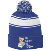 Id Rather Be Reading Bookaholic Book Nerd Booktrovert Book Gift Stripe Pom Pom Beanie