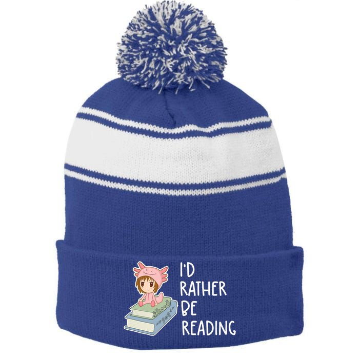 Id Rather Be Reading Bookaholic Book Nerd Booktrovert Book Gift Stripe Pom Pom Beanie