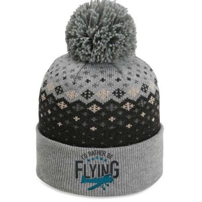 Id Rather Be Flying Retro Airplane Funny Aviation Pilot Gift Cute Gift The Baniff Cuffed Pom Beanie