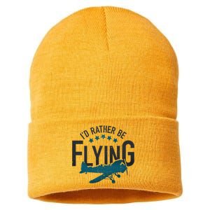 Id Rather Be Flying Retro Airplane Funny Aviation Pilot Gift Cute Gift Sustainable Knit Beanie